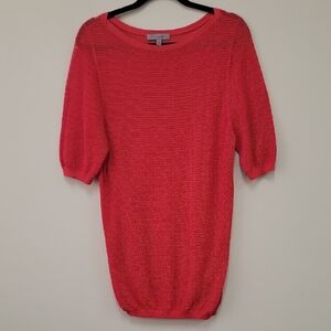 Classiques Entier Red Textured Knit Short Sleeve Sweater Top Size L